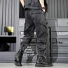 Jeans da Lavoro alla Moda da Uomo Lavati Retro Funzionali a Gamba Larga Pantaloni Trendy Marca Vestibilità Larga Casual Versatili
