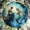 Vintage 8x8 Inch Round Aluminum Wall Art Enchanted Fairy Mermaid Floral Decor