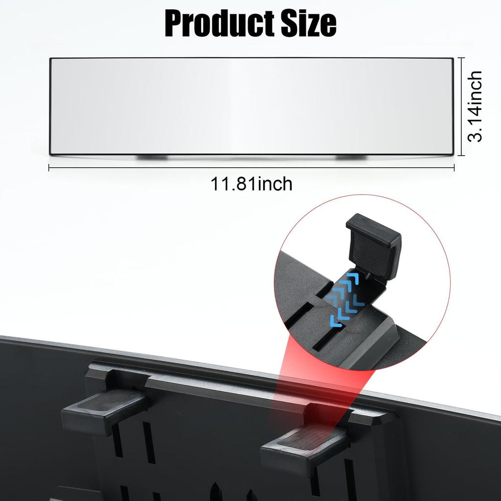 SINGARO Interior Rearview Mirrors, Universal Panoramic Car Rear View Mirror Accessories, Wide Angle Reduce Blind Spot Effectively For Car, Jeep,