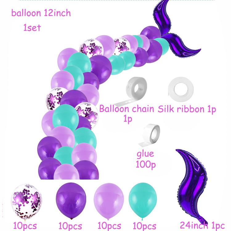 Birthday Party Set Mermaids Party Tableware Paper Cups Plate Latex Balloons Baby Shower Party Decor Kids Favors Party Supply