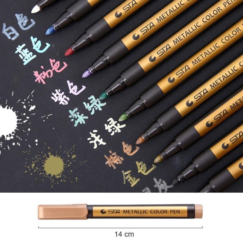 Sta 8151 Color Metal Marker Pens – 10 Vibrant Colors for Photo Albums, Black Cardboard, and DIY Drawing Projects.