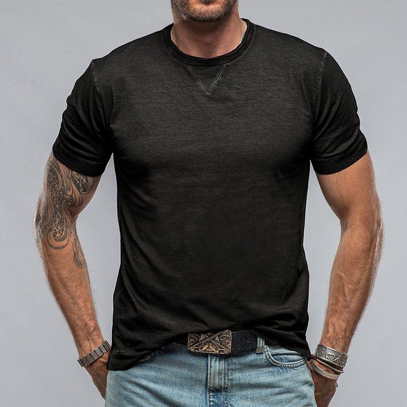 Men's Short Sleeve T Shirts Fit Soft Athletic T-shirt Moisture Wicking Casual Tee Tops Crew Neck Solid Summer Breathable Lightweight T-shirts for Men