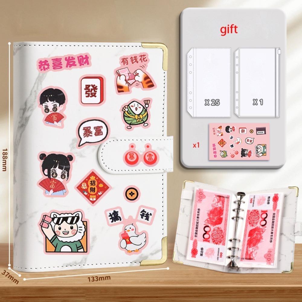 

Save Money Envelopes Money Saving Challeng PU Waterproof Mini Binder Savings Challenge Reusable Large Capacity