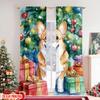 Set Of 2 Flat Printing Christmas Curtains Cute Dog Durable Polyester Fabric Without Electricity Versatile Use Curtain