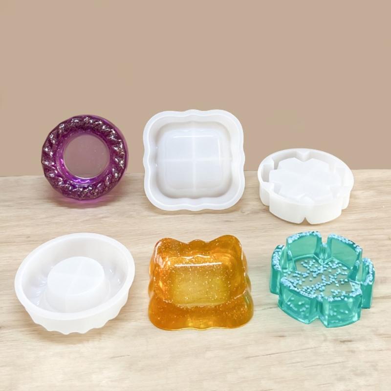 Ashtray Storage Tray Silicone Mold Geometry Epoxy Resin Molds Easy to Clean