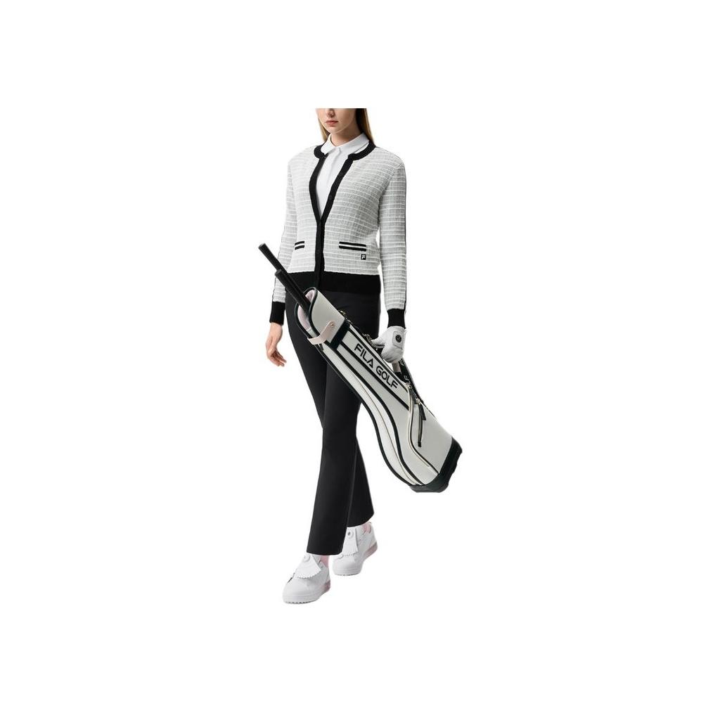 Fila Golf Series Striped Fashion Versatile Cardigan Sweater Women Sweater Jade-White A11W515410F-WT