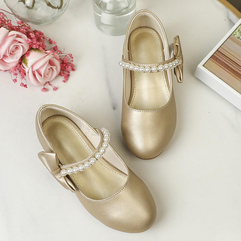 Girls' Princess Shoes White Leather Shoes Fashionable Elegant Dance Leather Shoes Graceful Princess Style Temperament Girls' Big Kids Leather Shoes