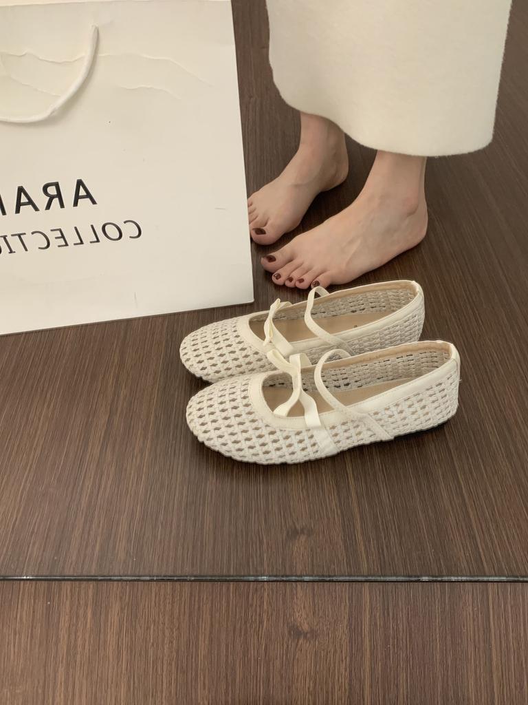 Xieyiren niche evening breeze hollowed-out woven Mary Jane shoes versatile not tired feet ballet single shoes women