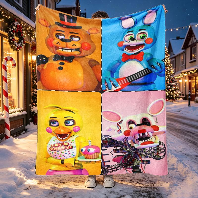 Deka se vzorem Five Nights at Freddy's pro domácí dekoraci, postel, pohovku, cestování autem, kempování, vhodná pro všechna roční období, dárek k narozeninám a Vánocům
