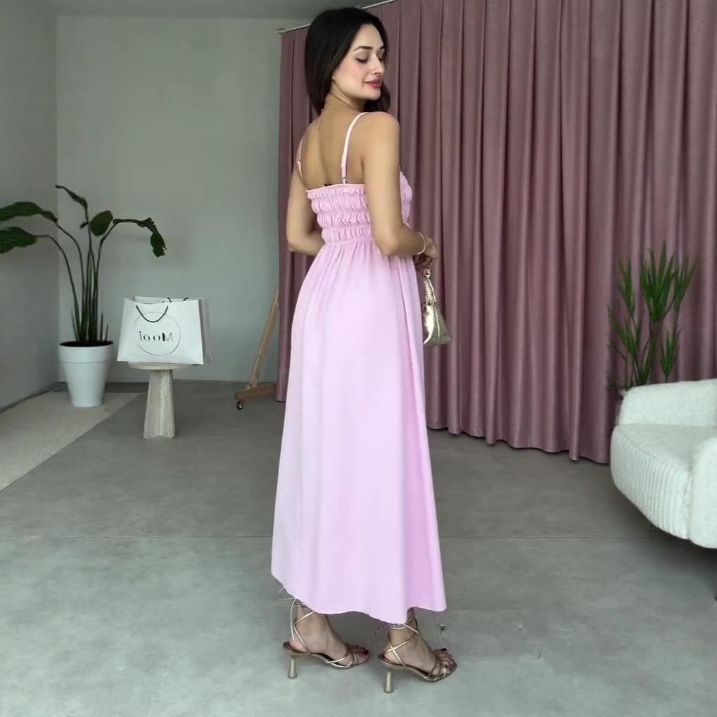 2025 Summer Women's Fashion: High Waist Loose Casual Sling Dress