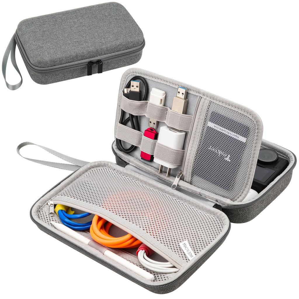 3-Layer Large Capacity EVA Hard Shell Storage Case Portable Travel Electronic Organizer with Mesh Pockets for Power Banks Phones