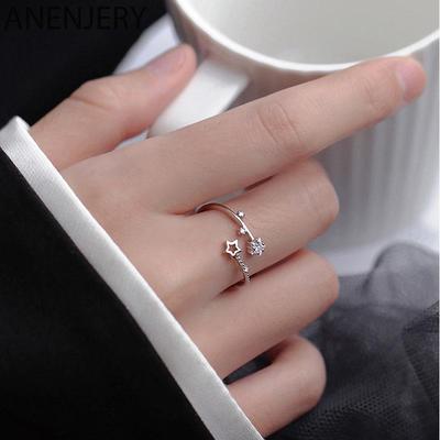 Anello regolabile con stella cava con zircone pentagramma per donna Accessori semplici e belli