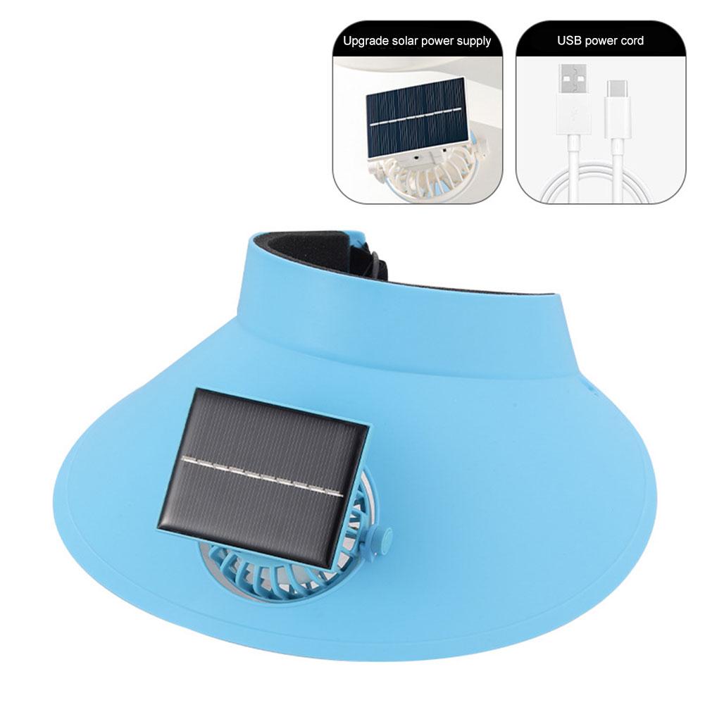 Summer Sun Visor Hat with Fan Three Temp Settings Empty Top Cap Breathable Cooling Fan Hat for Sun Protection and Outdoor