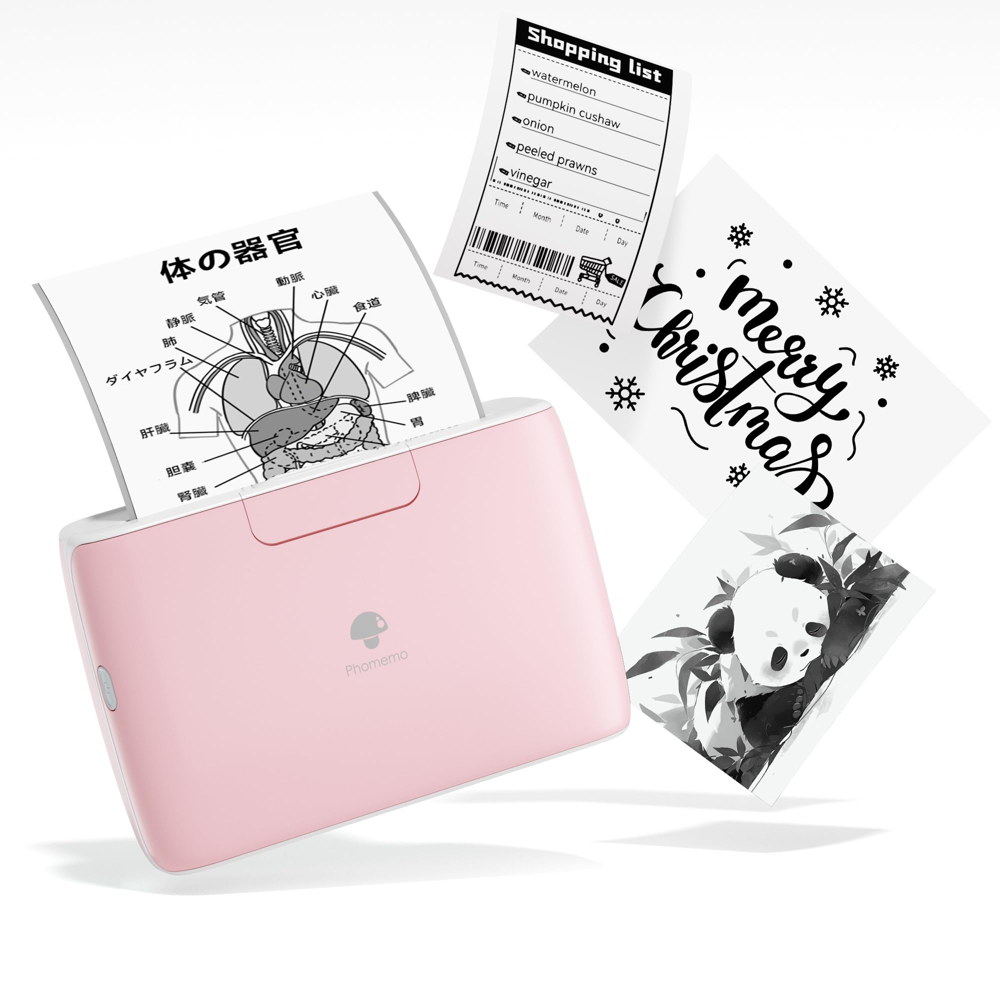 

Mini Printer Memoqueen M04S Thermal Printer 3 Inch Printer Handy Mini Printer Smartphone Compatible Sticker Suitable for Pink Bluetooth Connection рожевий