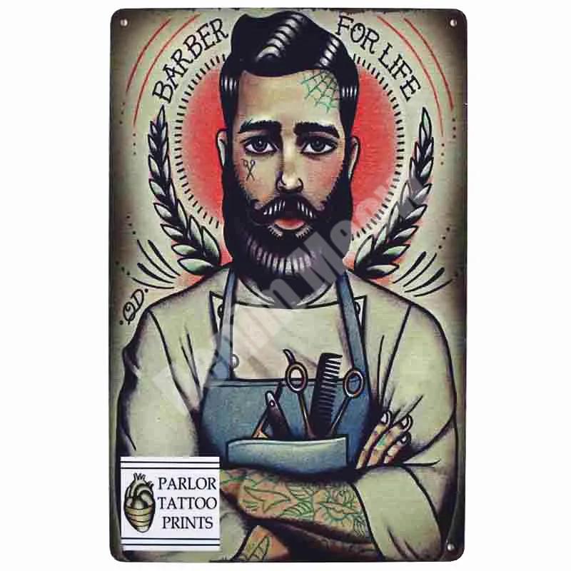 Haircut & Shave Retro Metal Plates Pub DecorationAdvertising Barbershop Wall Stickers Top Hairstyle Art Plaque Home Decor