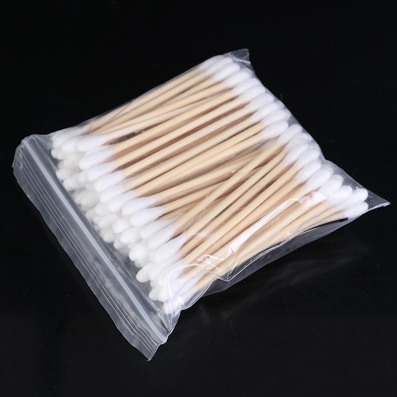 

100Pcs 7.2cm Double Head Disposable Makeup Cotton Swab Soft Cotton Buds For Medical Wood Sticks Nose Ears Cleaning Tools