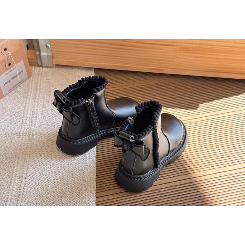 Kids Girls British Style Fleece Lined Soft Sole Princess Martin Ankle Boots