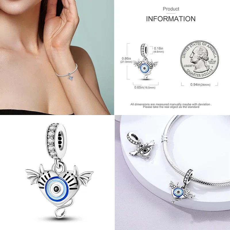 925 Silber Glühwürmchen Libelle Eule Anhänger Kleeblatt Herz Zirkon Farbperle für Original Armband Anhänger Schmuck