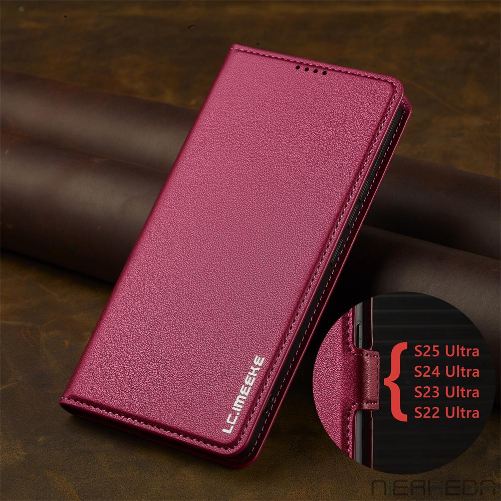 Husă din piele cu flip pentru Samsung Galaxy A15 A35 A55 A14 A34 A54 A56 A16 A36 S25 S24 S23 Ultra S22 S21 Plus S20 FE, husă cu card de telefon