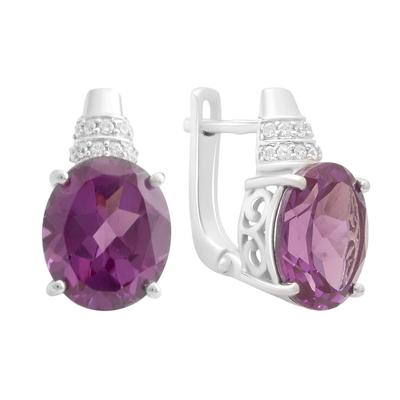Silberne Ohrringe mit Alexandrit 11,793 ct, Zirkonia (2187585)
