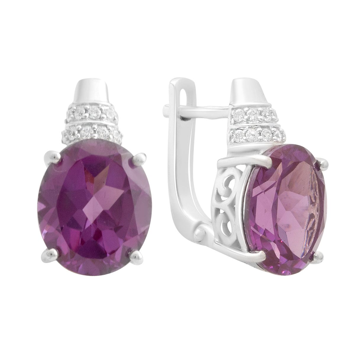 

Срібні сережки з олександритом 11.793ct, фіанітами (2187585) різнокольорові кольору