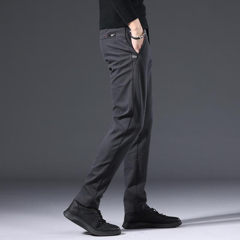Imitation Cow Casual Pants Men's Solid Color Elastic Slim Fit Versatile Men's Casual Pants Fashion Brand Korean Mid Waist