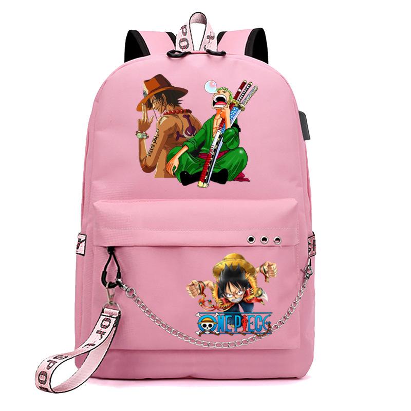 One Piece Print USB School Bag for Primary and Secondary School Students Men and Women Webbing Backpack