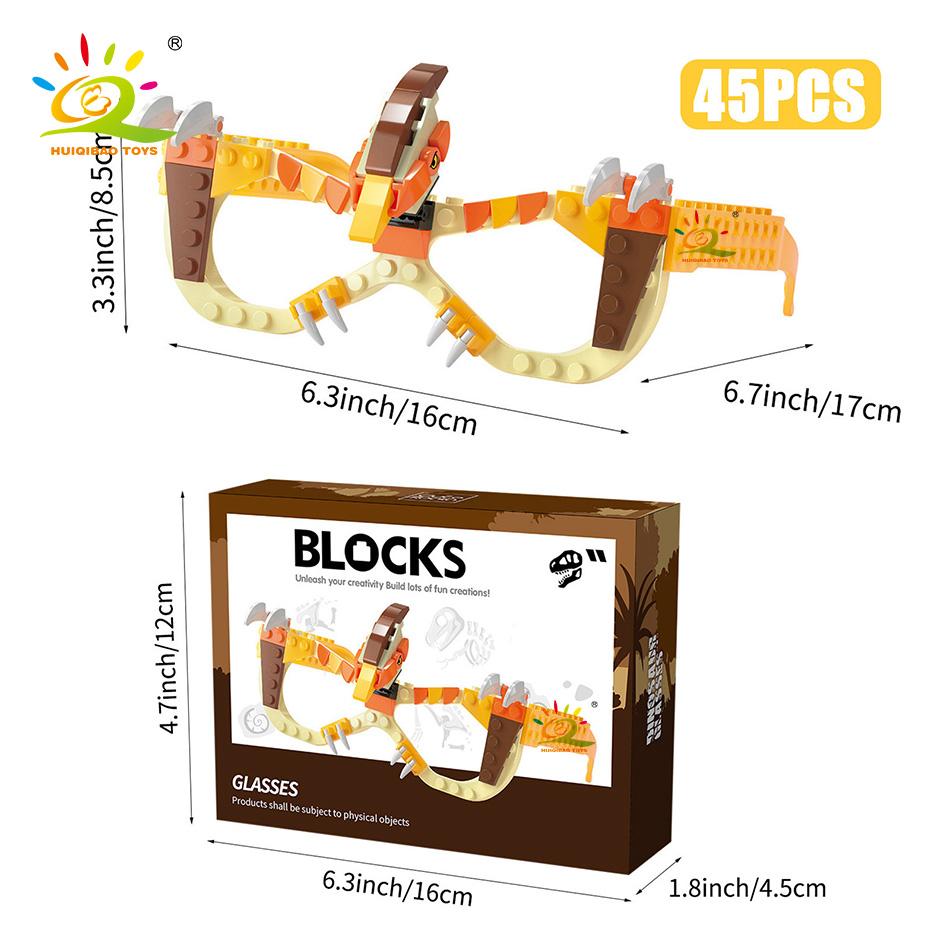 

Non-Toxic Dinosaur Building Blocks Glasses Baseplate Frame Friends Police City Diy Toys Glasses Bricks Kid Christmas Gift Party 1PCS