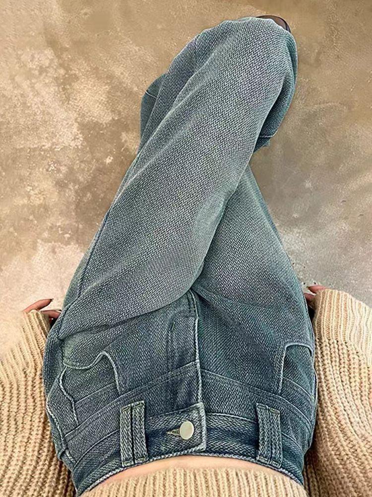 Women's High-Waist Starry Sky Pattern Wide-Leg Jeans