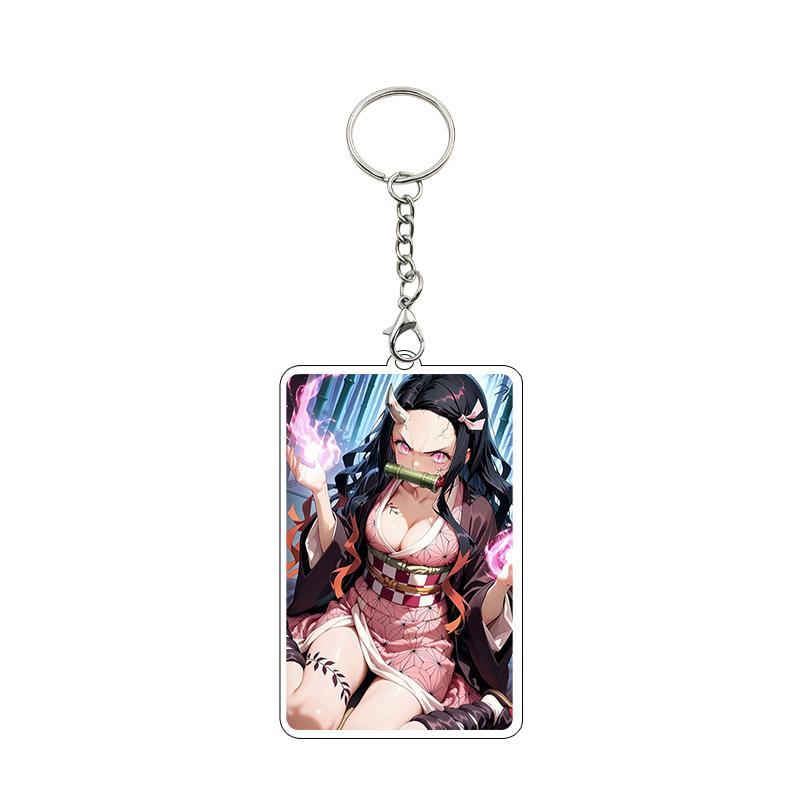 Anime 8cm Kamado Tanjiro Nezuko Agatsuma Zenitsu Cartoon Characters Acrylic Keychain Accessories Car Pendant Gifts Toy Wholesale