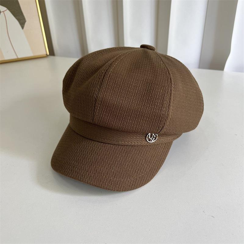 

Металлическая стандартная восьмиугольная шляпа, универсальная для лица, шерстяной берет, новая модная шляпа художника, тренд M（56-58cm） темно-коричневого