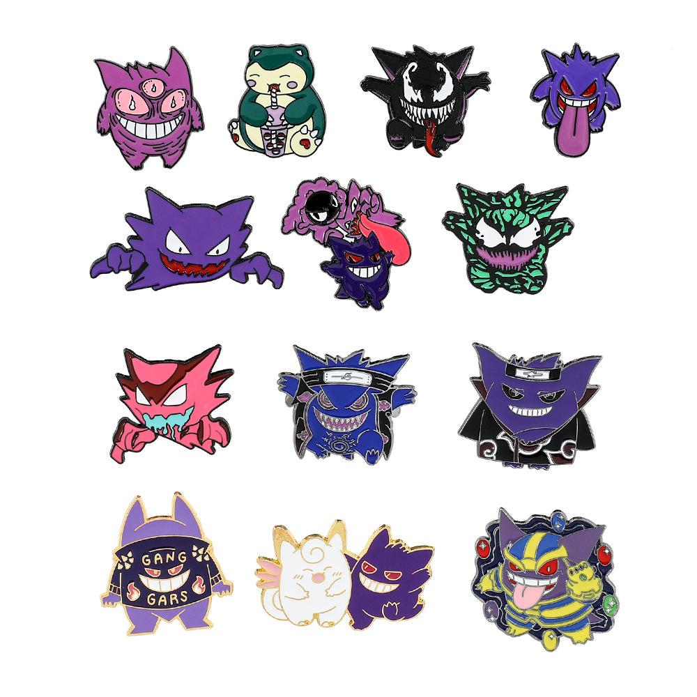 Funny Pokemon Metal Badge With Cartoon Character Design And Droplet Oil Craft