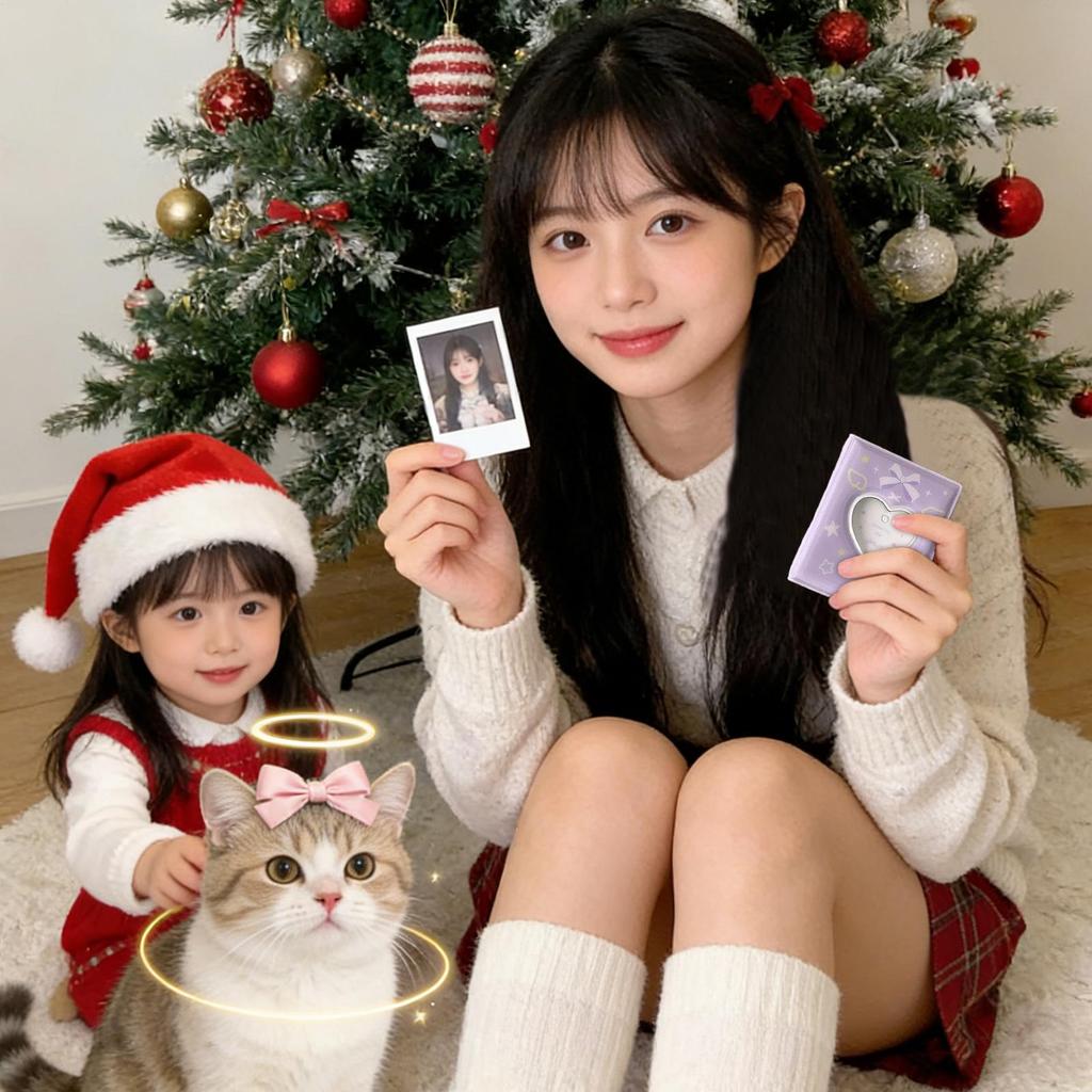 Cute Photo Album PVC Cute Portable Waterproof Scrapbook Photo Storage Card Holder With Keychain For Kids Teens Adults Birthday