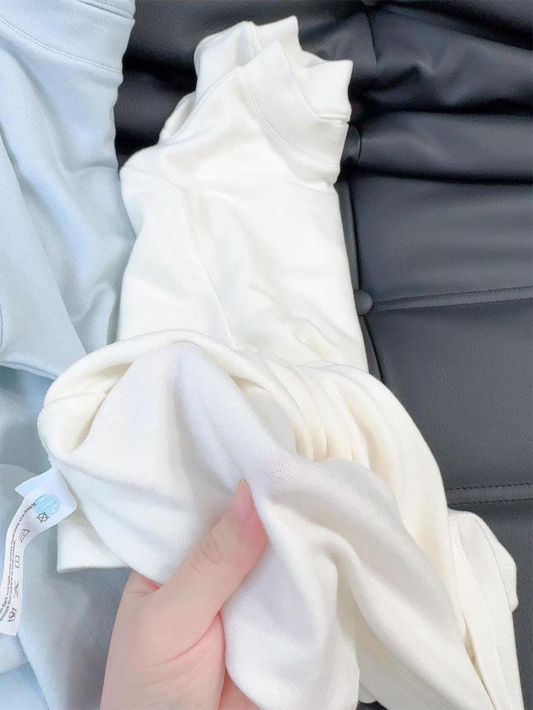 Minimalist Women s Long-Sleeve Brushed Warm Base Layer Top with Stand-Up Collar M белый