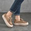 Johnature Genuine Leather Thick Soled Women's Shoes Casual Versatile Solid Color Flat Platform Shoes