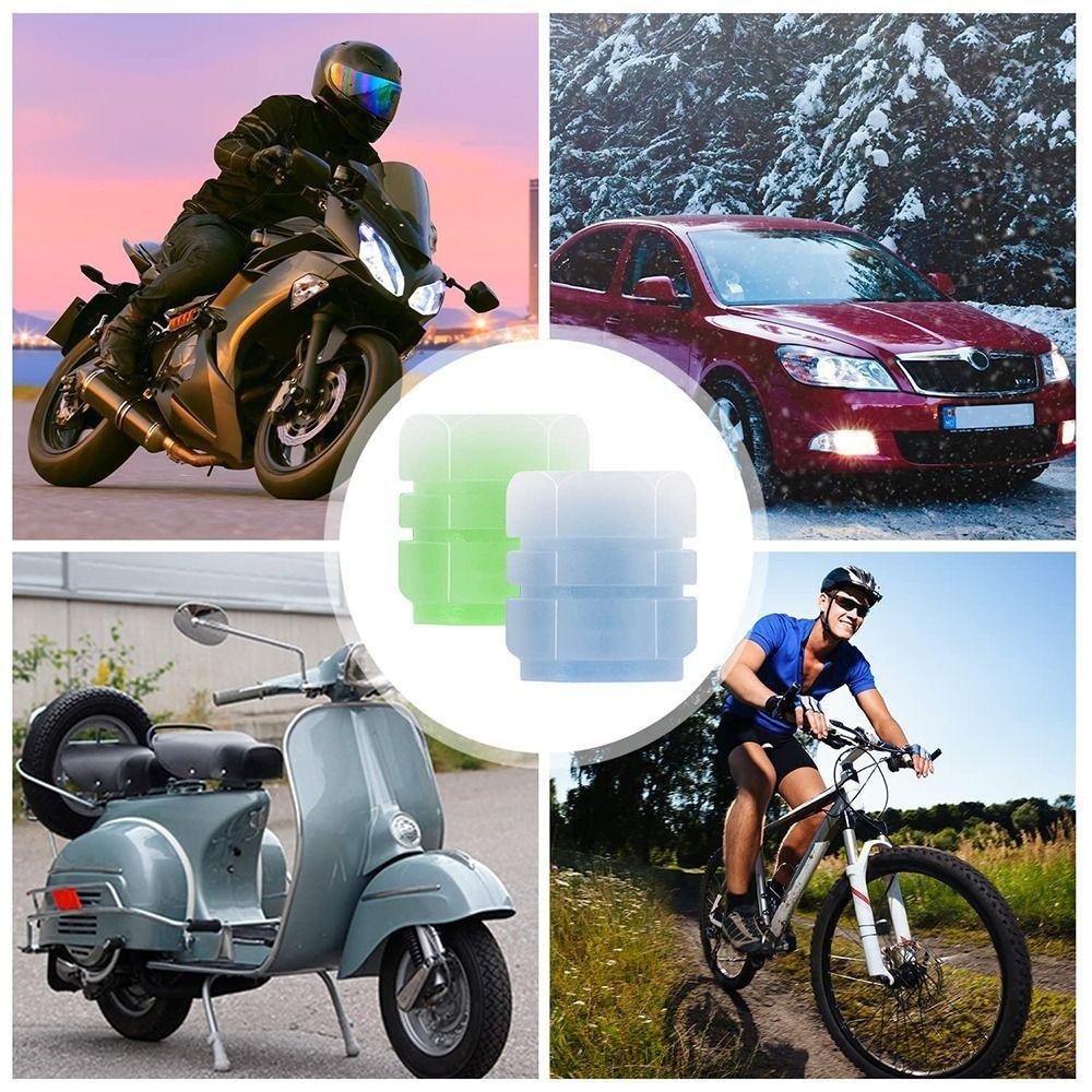 8Pcs Night Glowing Glowing Tire Valve Caps Super Bright Light Valve Core Cover Motorcycle Wheel