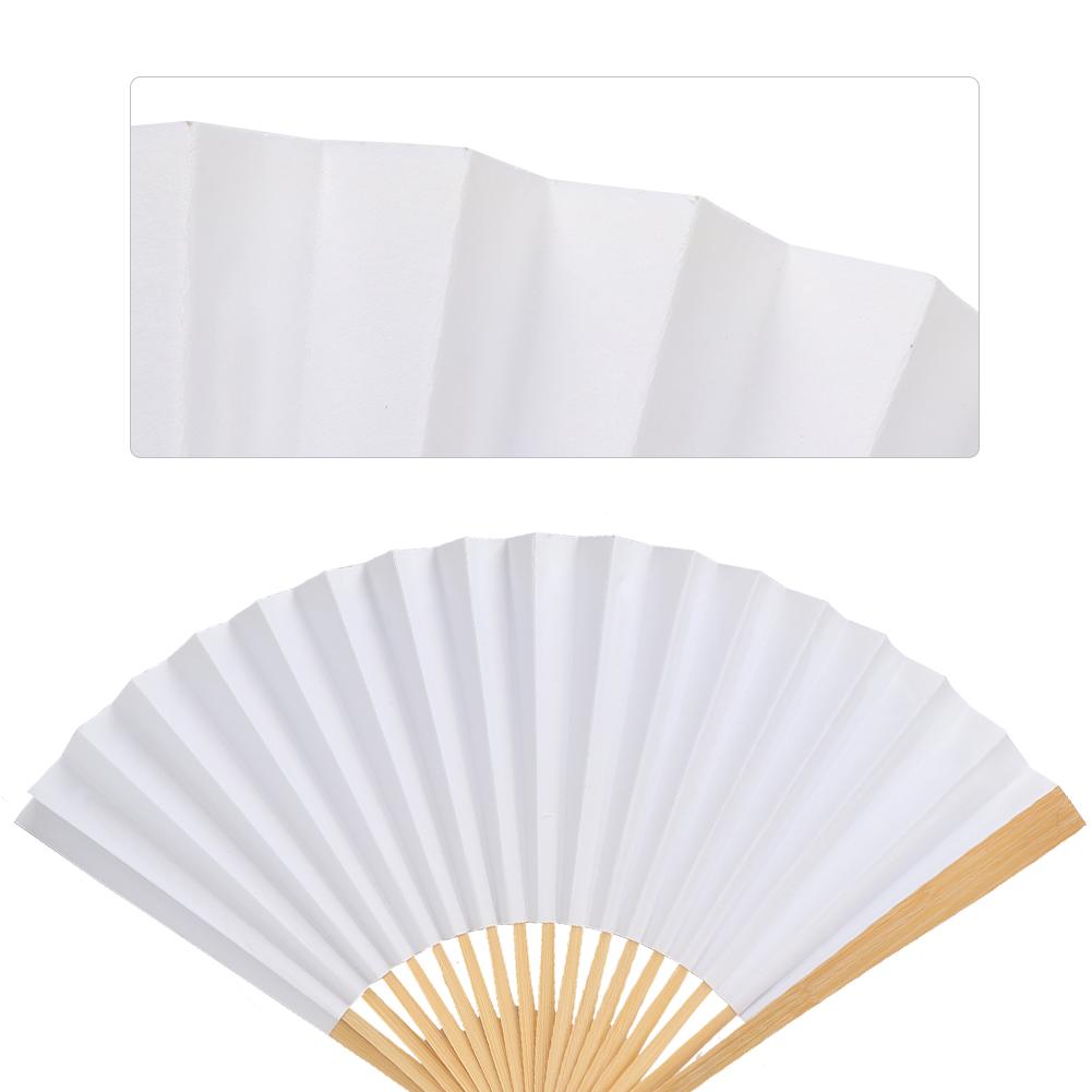 White DIY Paper Wood Folding Fan Calligraphy Painting Drawing Fans Decor Gift