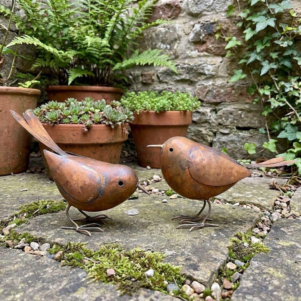 Rustic Metal Bird Sculptures Funny Retro Bird Statue Small Bird Figurine Bird Enthusiasts Gift