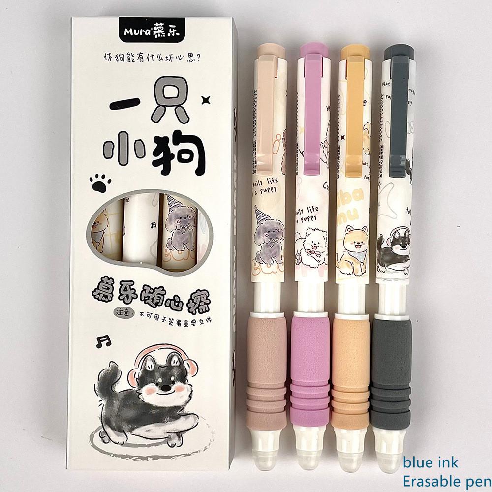 4Pcs/set Cute Black Gel Pen Adorable Ins Korean Floral 0.5mm Gel Pen Kawaiii Pen for Journal Notepad Test Paper School Supplies