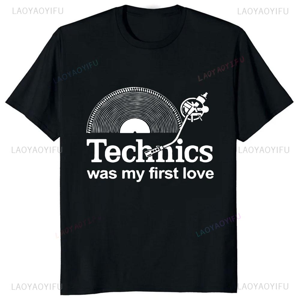 New Arrival Technics Dj Turntable Music House Printed T-shirt Techno Electronic Hip Hop Graphic T Shirts Streetwear Summer Tees