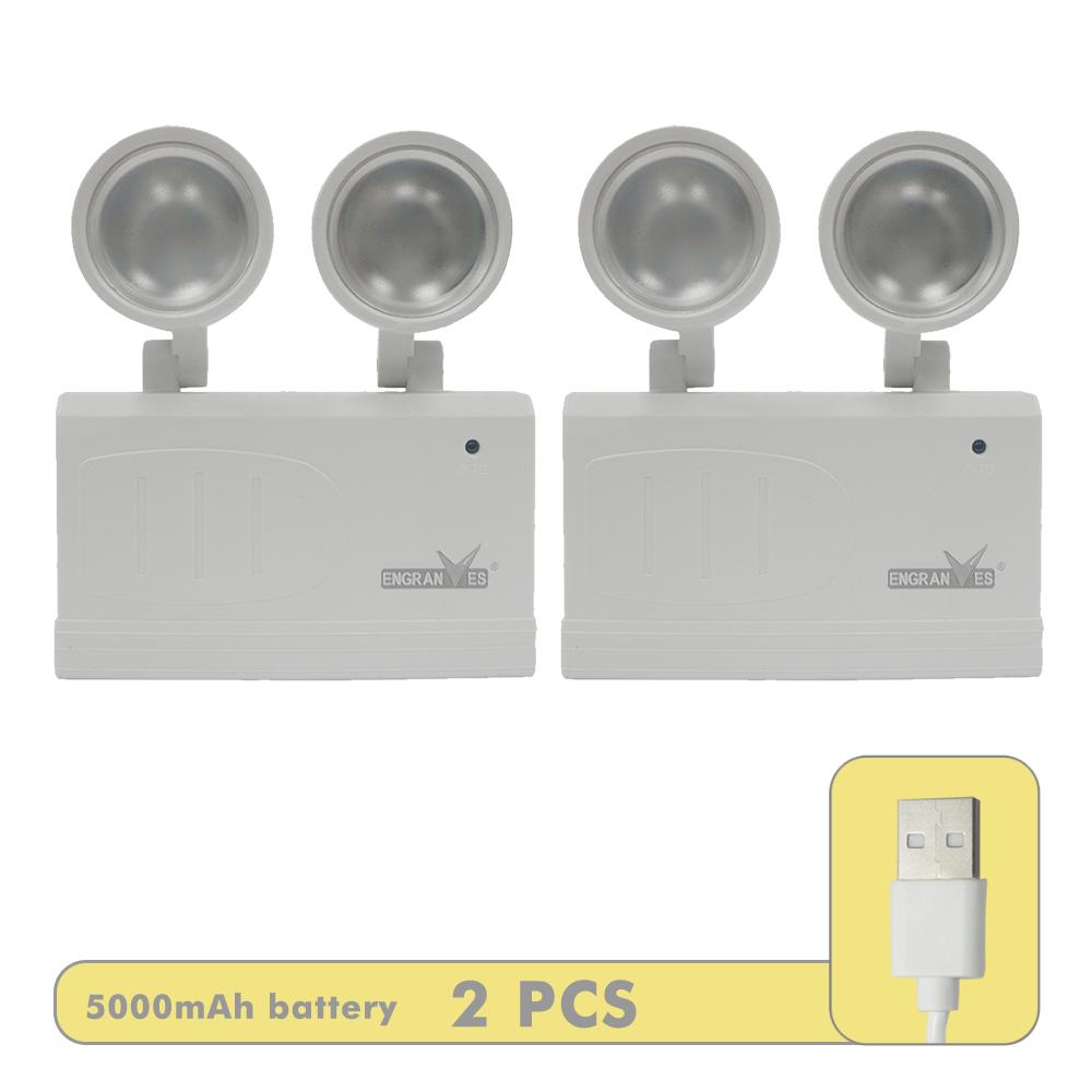 Dual-Head Emergency Lamp Rotatable Fire Safety Lighting Wall-Mounted Evacuation Light Portable Camping Light for Power Outage