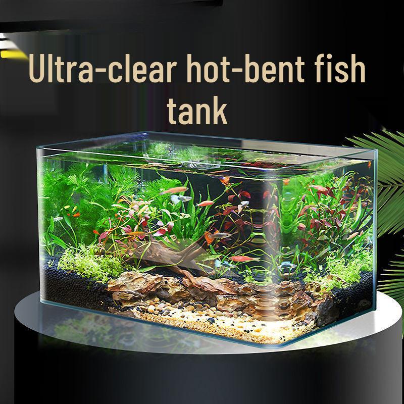 Acuario de Cristal Dorado Ultra Blanco para Salas de Estar, Oficinas, Vestíbulos de Hoteles - Pantalla Ornamental Grande