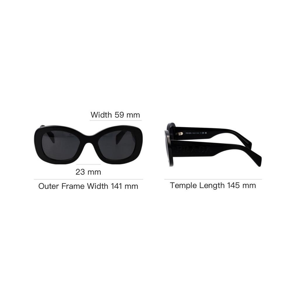 Prada Logo Oval Sunglasses Women sunglasses Black 0PRA13S1AB5S0