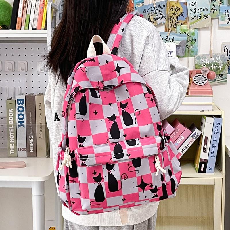 Women Creative cartoon printed student schoolbag large-capacity outdoor travel bag girl casual and cute cat backpack