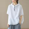 Hooded Women Summer  Loose Casual Zipper Short Sleeved T Shirt Fashion Sunscreen