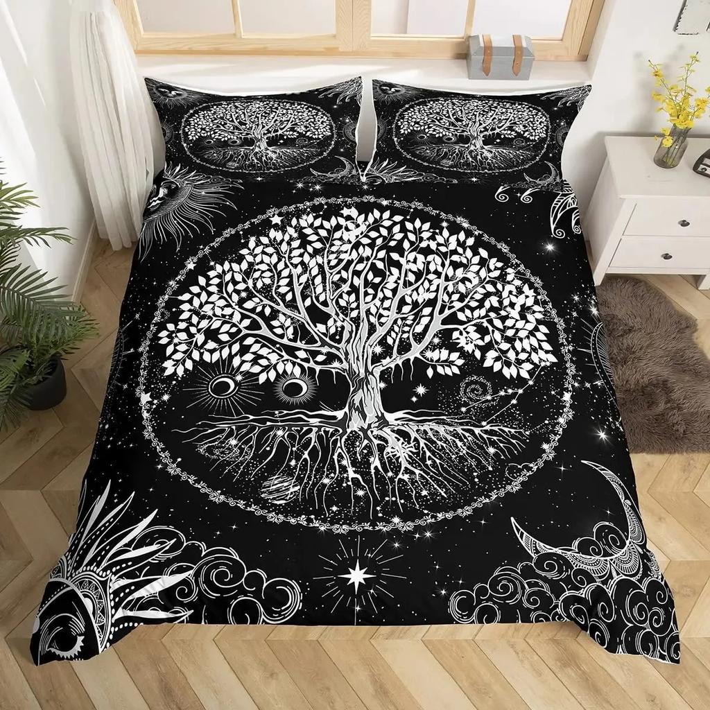 Tree of Life Duvet Cover Set Natural Scenery Bedding Sets Teen Adult Botanical Comforter Cover Autumn Leaves Quilt Set Full Size
