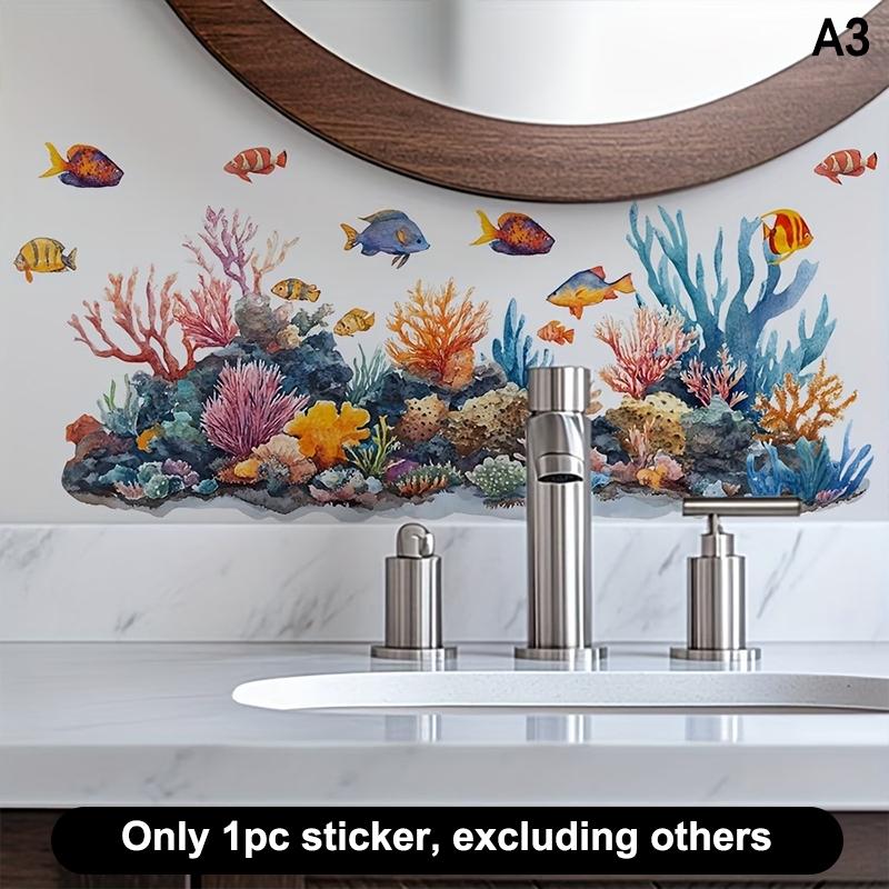 Frisches Blumendekor Spülbereich Hintergrundwand Aufkleber Badezimmer Wanddekoration Selbstklebend Abnehmbar Wasserdicht Kreativer Aufkleber