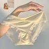 Women Sexy Satin Lace Mid Waist Ice Silk Panties For Young Girls