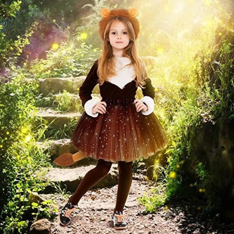 Set Costum Leu Banda de Păr cu Urechi de Leu Coadă Animale Costum Cosplay Leu Accesorii Costum de Mască Leu Adulți Copii