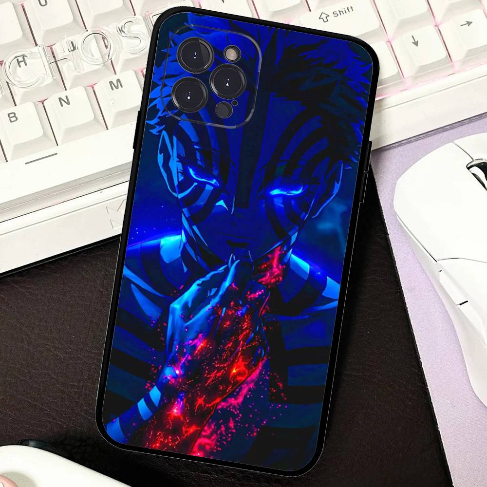 Popular Anime Akaza D-Demon S-Slayer Black Soft Phone Case For IPhone 16 15 14 13 11 12 17 Pro Max Mini Plus